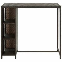 Bartafel met opbergrek 120x60x110 cm poly rattan bruin 2