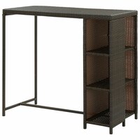 Bartafel met opbergrek 120x60x110 cm poly rattan bruin 4