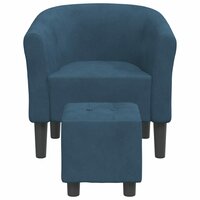 Kuipstoel met voetenbank fluweel donkerblauw 3
