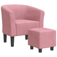 Kuipstoel met voetenbank fluweel roze 2