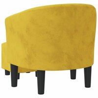 Kuipstoel met voetenbank fluweel geel 5