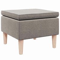 Kruk met houten poten stof taupe 4