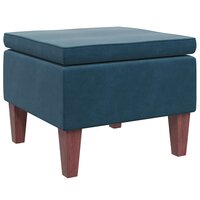 Kruk met houten poten fluweel blauw 2