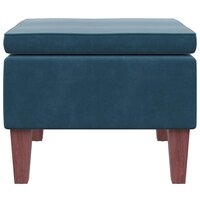 Kruk met houten poten fluweel blauw 3