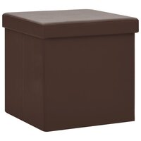 Opbergkrukken inklapbaar 2 st PVC bruin 3