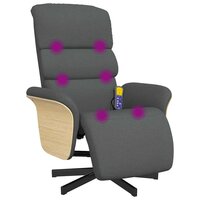 Massagestoel verstelbaar met voetensteun stof donkergrijs 2