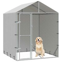 Hondenkennel met dak 2x2x2,5 m gegalvaniseerd staal zilver 3