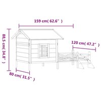 Hondenhok 159x120x88,5 cm massief grenenhout grijs 8