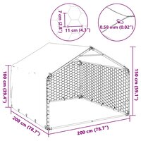 Hondenhok voor buiten met hoes 2x2x1,5 m gegalvaniseerd staal 7