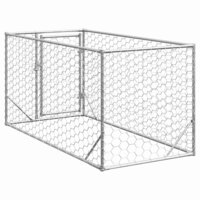 Hondenhok voor buiten met deur 2x1x1 m gegalvaniseerd staal 5