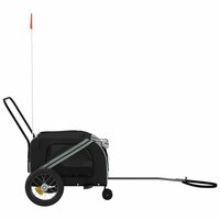 Hondenfietstrailer oxford stof en ijzer grijs en zwart 6