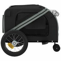 Hondenfietstrailer oxford stof en ijzer grijs en zwart 7