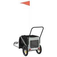 Hondenfietstrailer oxford stof en ijzer grijs en zwart 8