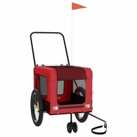 Hondenfietstrailer oxford stof en ijzer rood en zwart 3