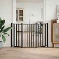 Hondenhek inklapbaar 3 panelen 150 cm massief vurenhout zwart 3