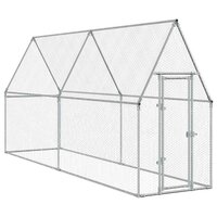 Kippenhok 400x100x190 cm gegalvaniseerd staal zilverkleurig 2