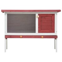 Konijnenhok voor buiten met 1 verdieping hout rood 3