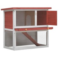 Konijnenhok voor buiten met 1 deur hout rood 2