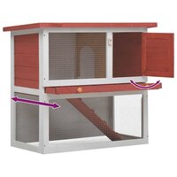 Konijnenhok voor buiten met 1 deur hout rood 5