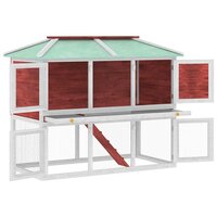 Konijnenhok twee verdiepingen hout rood 3