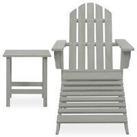 Tuinstoel Adirondack voetenbank tafel massief vurenhout grijs 2
