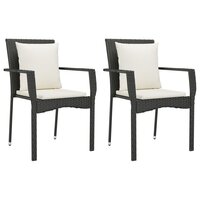 Tuinstoelen 2 st met kussens poly rattan zwart 2