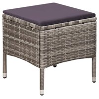 Tuinstoel en kruk met kussens poly rattan grijs 4