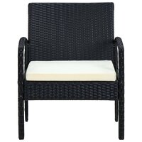 Tuinstoel met kussen poly rattan zwart 2