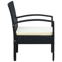 Tuinstoel met kussen poly rattan zwart 3
