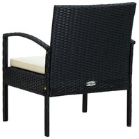Tuinstoel met kussen poly rattan zwart 4