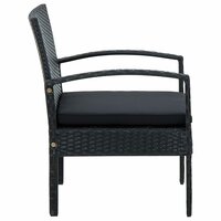 Tuinstoel met kussen poly rattan zwart 4