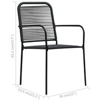 Tuinstoelen 2 st katoenen touw en staal zwart 7