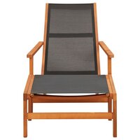 Tuinstoel met voetensteun massief eucalyptushout en textileen 2