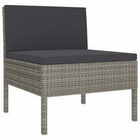 3-delige Loungeset met kussens poly rattan grijs 4