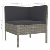 3-delige Loungeset met kussens poly rattan grijs 5