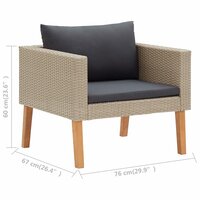 3-delige Loungeset met kussens poly rattan beige 9