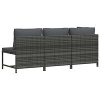 3-delige Loungeset met kussens poly rattan grijs 6
