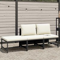 3-delige Loungeset met kussens poly rattan zwart 2