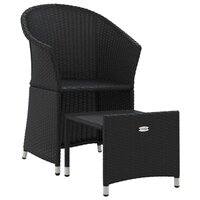 2-delige Loungeset met kussens poly rattan zwart 3