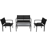 4-delige Loungeset textileen zwart  2