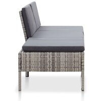 3-delige Loungeset met kussens poly rattan grijs  3
