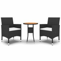 3-delige Tuinset poly rattan zwart 2