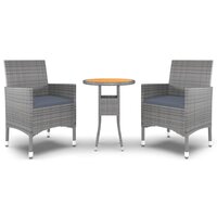 3-delige Tuinset poly rattan grijs 2