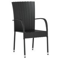 3-delige Tuinset poly rattan zwart 3