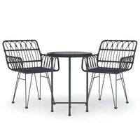 3-delige Tuinset poly rattan zwart 2