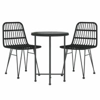 3-delige Tuinset poly rattan zwart 3