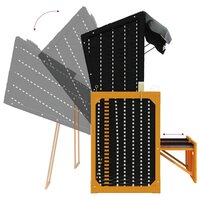 Strandstoel met kussen poly rattan en hout zwart en antraciet 8