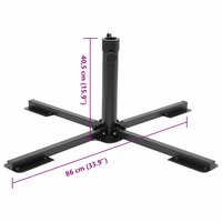 Parasolvoet inklapbaar voor &amp;Oslash;38/48 mm stok staal glanzend zwart 7