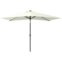 Parasol met LED&amp;apos;s en stalen paal 2x3 m zandkleurig 3