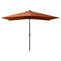 Parasol met LED&amp;apos;s en stalen paal 2x3 m terracottakleurig 3